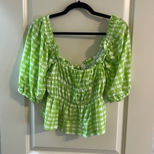 Lime Green Gingham Top